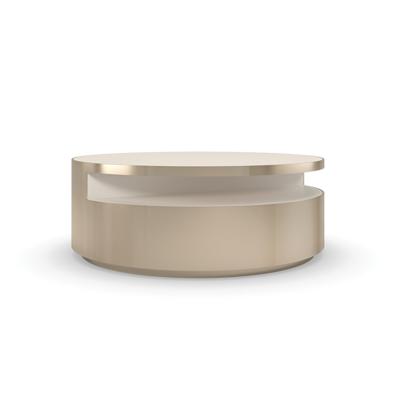 Cream and Gold Round Stone Top Coffee Table