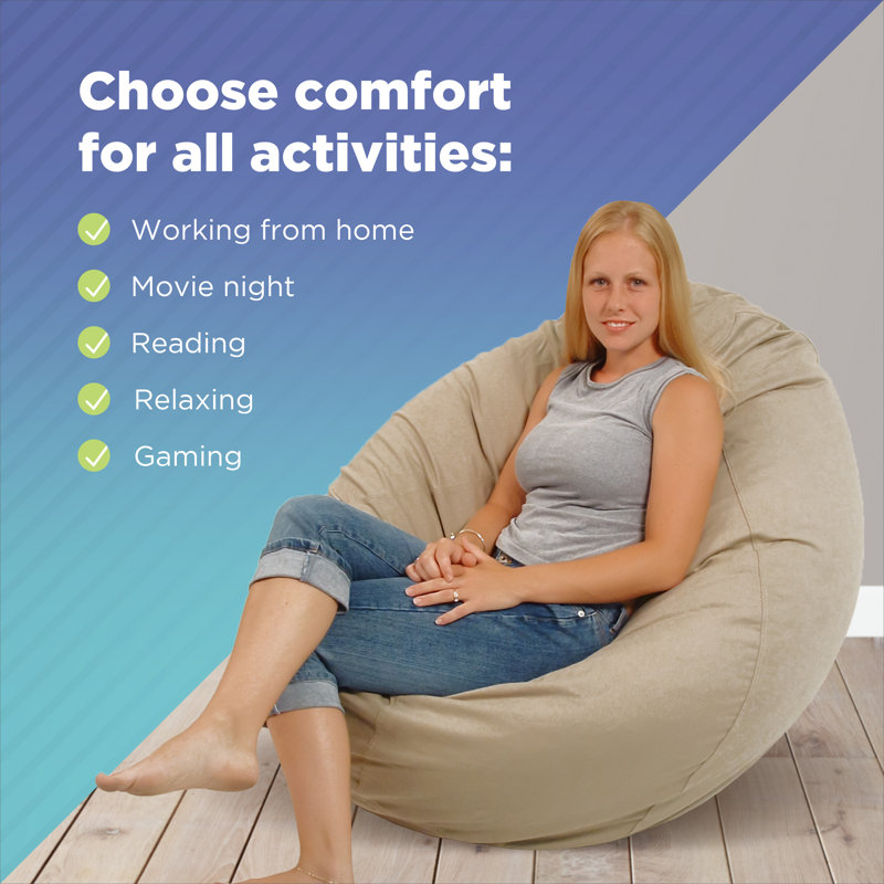 Fauteuil à billes monogramme en coton | Rempli de billes de polystyrène et de mousse CertiPUR | Parfait pour les adolescents et les adultes