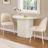Semi-Circle Dining Table Set with 2 Chairs, Cream White, Small Kitchen