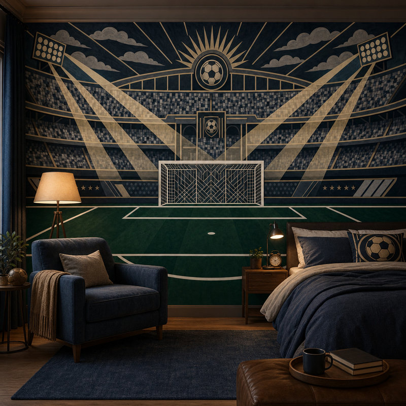 Adhésif mural Dark Football Stadium, 160"x108", Peel and Stick