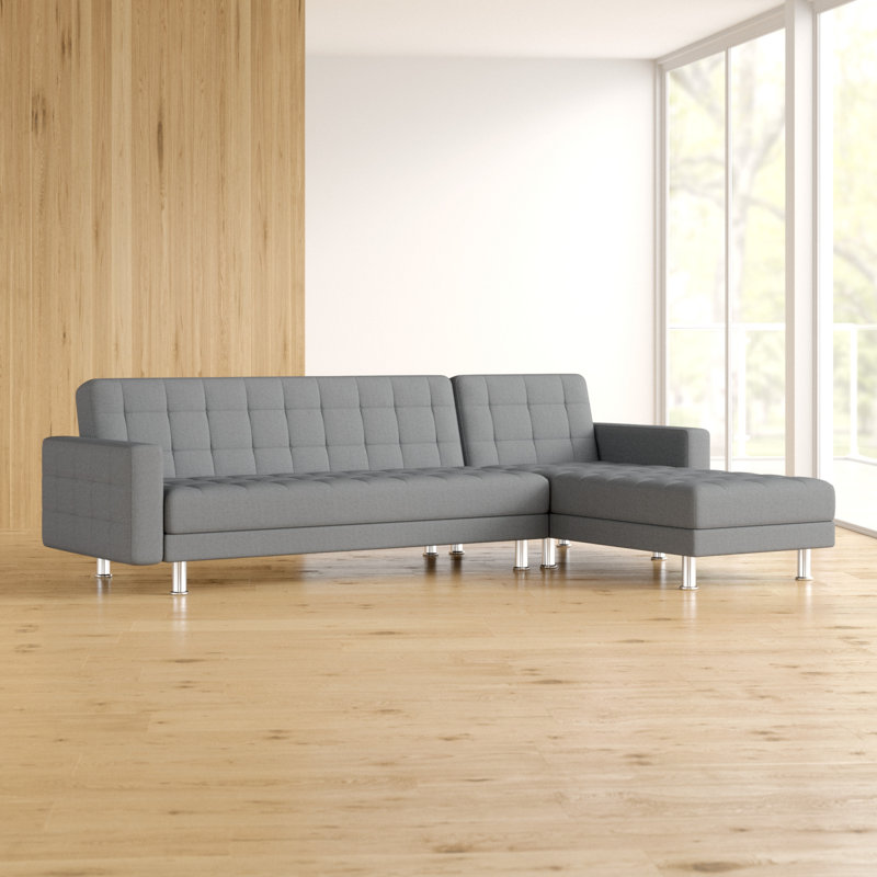 Modular Corner Sofa Bed, Flat-Weave Aston Grey
