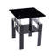 Canapé 2 pièces en verre trempé noir avec support noir avec pieds en métal pour le salon-682566816-682566821