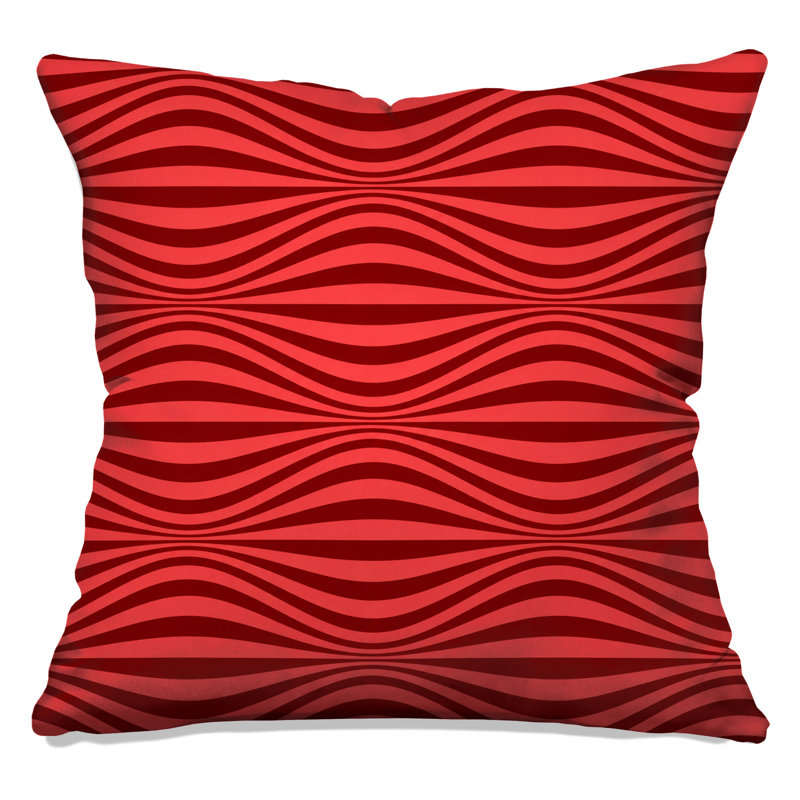 Red Wavy Lines Double Sided Throw Pillows, 20 x 20 inches