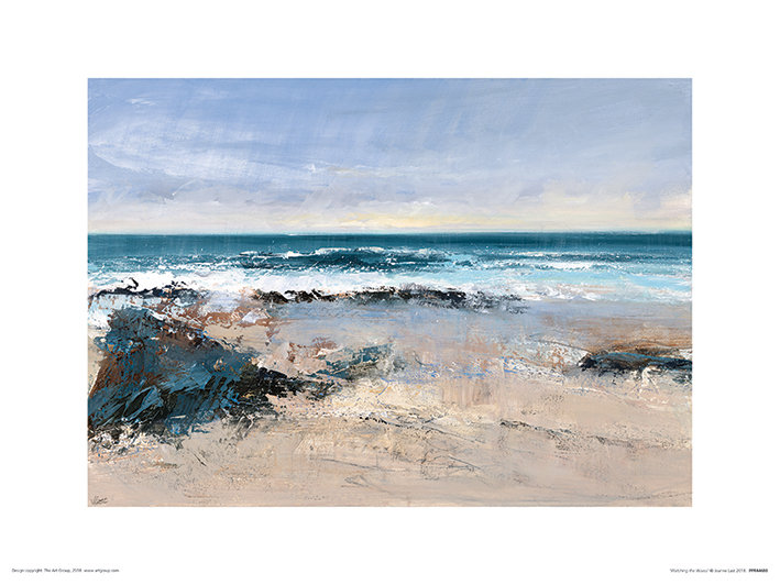 Watching The Waves - No Frame Print, 30cm H x 40cm W, Paper, White