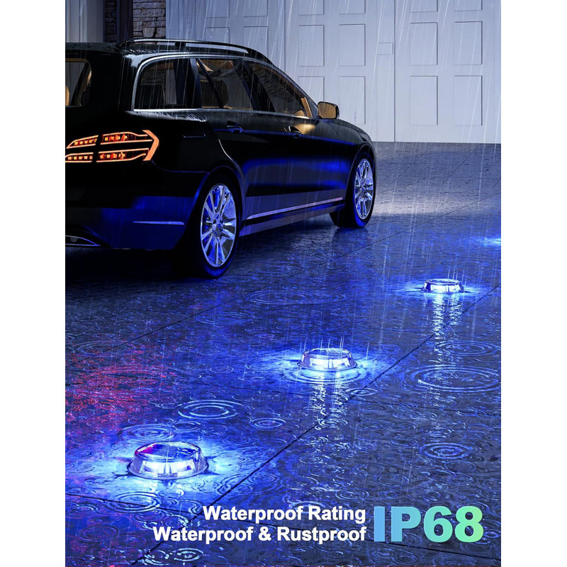 Solar Driveway Dock Deck Lights 12 Pack,9 Colours In 1 Led IP67 Waterproof Outdoor Warning Step Lights For Driveway Sidewalk Pathway RGB