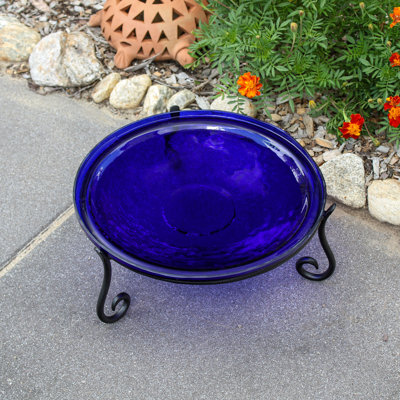 14 Inch Crackle Birdbath with Short Stand II