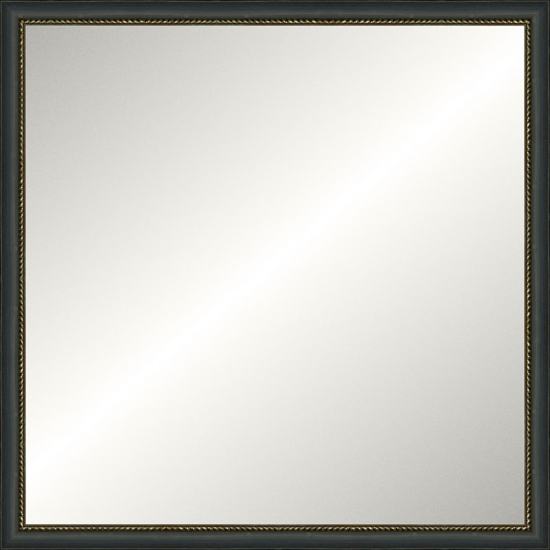 Distressed Black Old World Mirror, Small Square