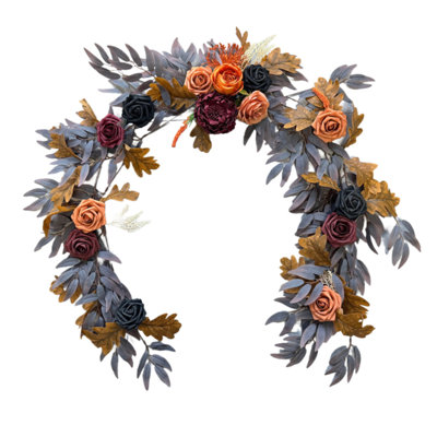 Guirlande de fleurs artificielles avec fleurs, guirlande de fleurs roses de 5,9 pi, centres de mariage faits à la main pour le souper de répétition de la douche nuptiale, décorations de Noël d'Halloween, décorations de centre de table, fournitures de décoration de fête