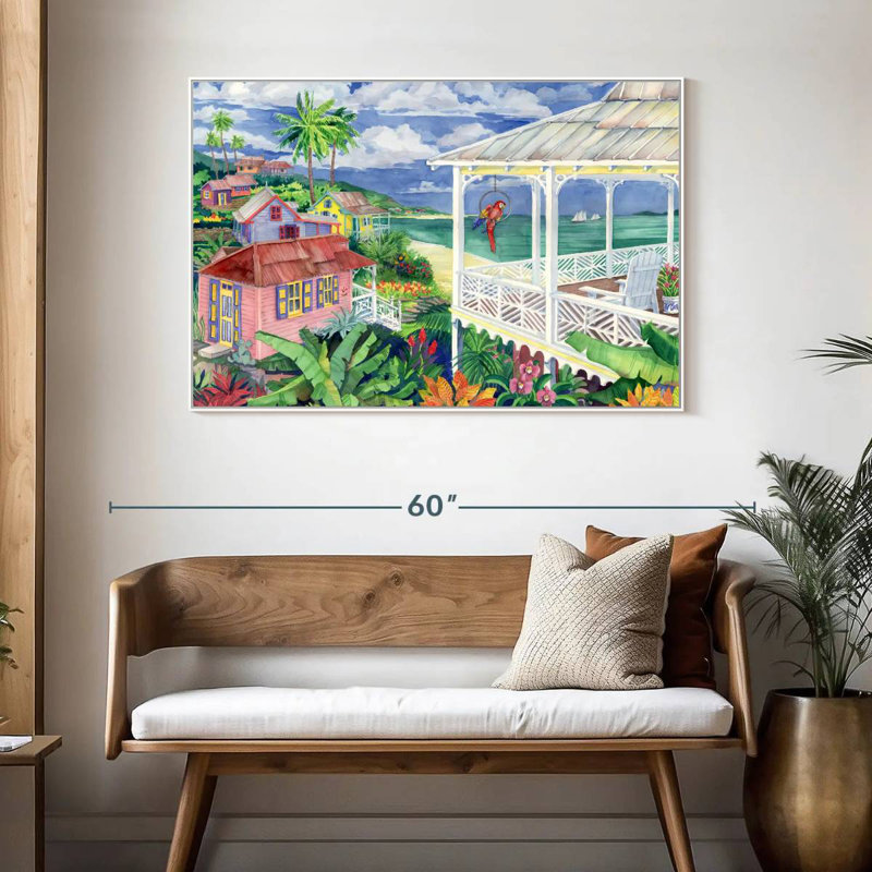 Bay Caribe, 46" X 31", Floating Frame White