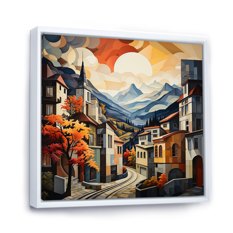 «Urban Cityscape Vistas I», reproduction sur toile, Cadre flottant blanc, H 24 po x l 24 po x P 1 po