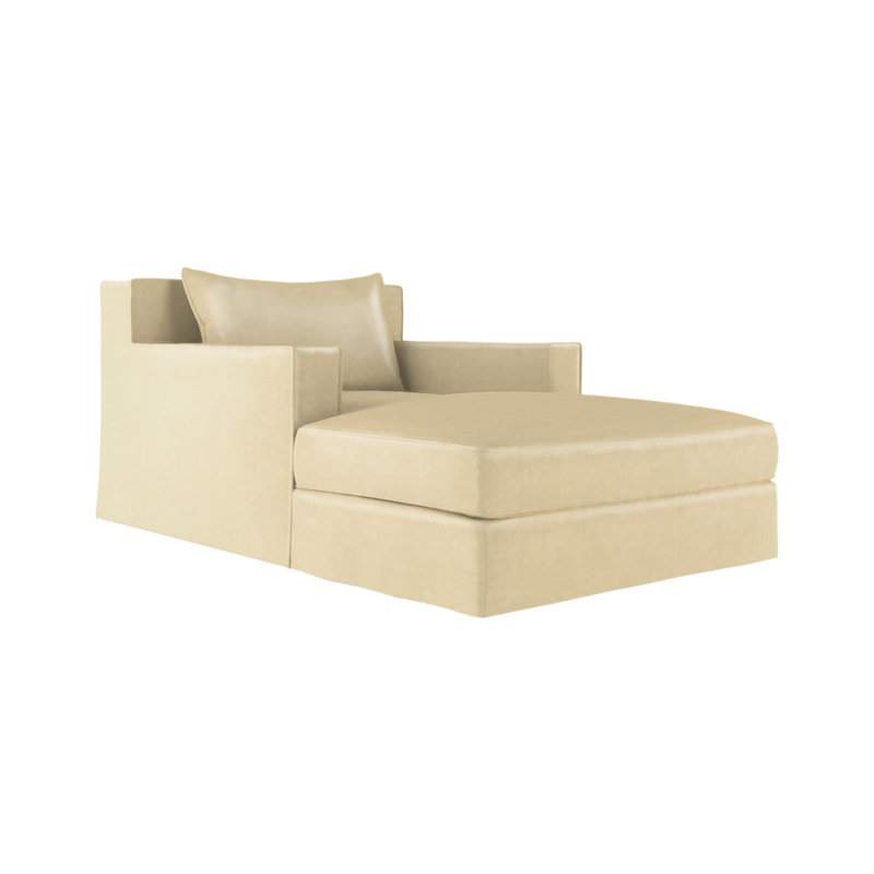 Chaise longue Mulberry, Patiné, Cuir rétro huître
