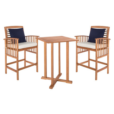 Kirsta Square 2-Person 27.5" Long Bar Height Dining Set with Cushions by World Menagerie