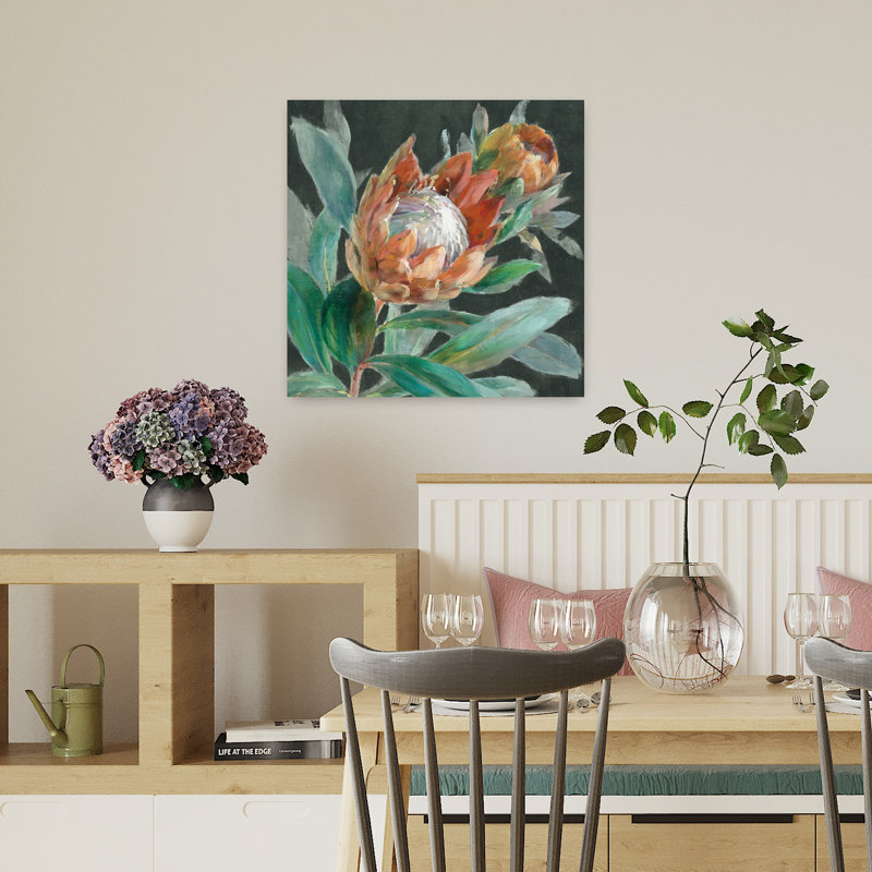 Protea tropicale profonde, art floral tropical, H 18 po x l 18 po