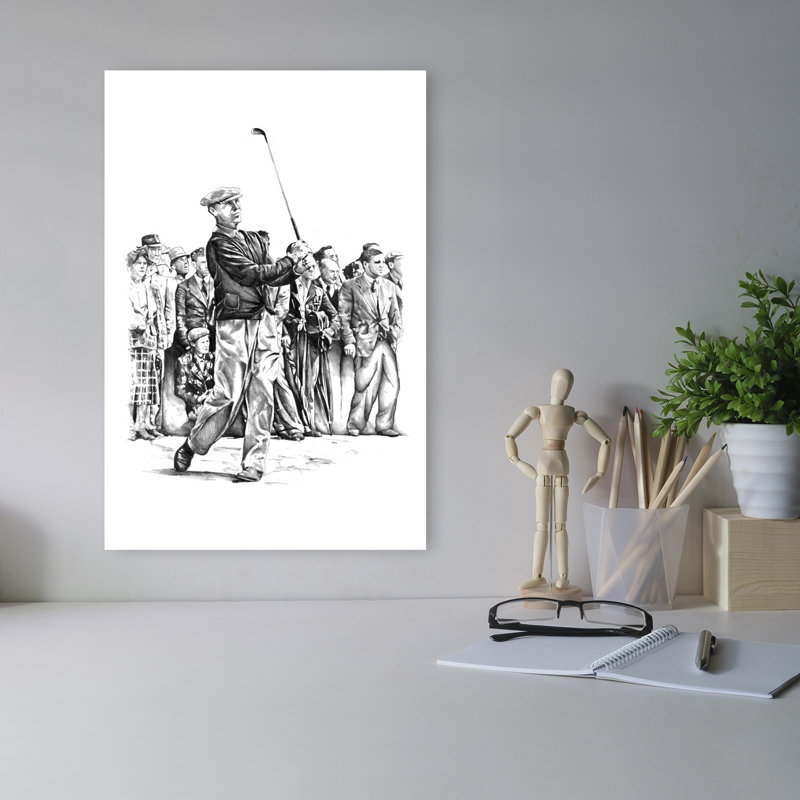 Art mural rétro classique de golfeur, 18" H x 12" W