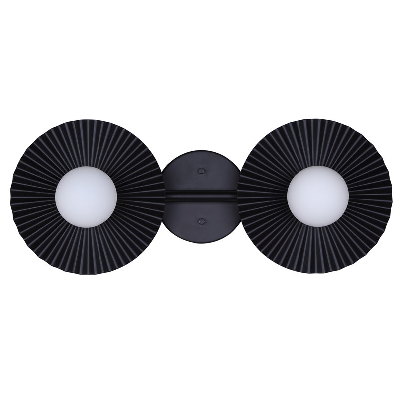 Payton 2 Light Vanity Matte Black With Opal Glass Shades, 2 Lights