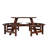 All-in-One 8 Person Outdoor Picnic Table Set, Round Brown Patio Table with 4 Built-In Benches and Center Umbrella Hole-1510493809