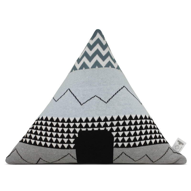 Geometric Cotton Blend Reversible Throw Pillow, Blue