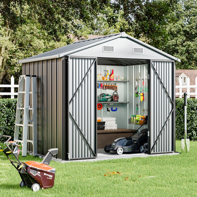 Grey Outdoor Metal Storage Shed