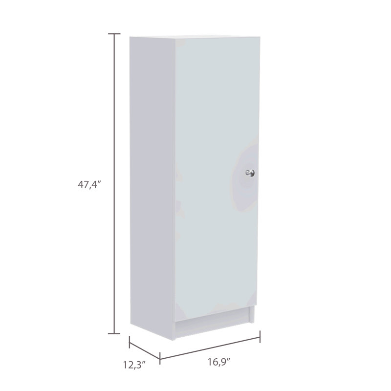 Armoire de rangement à une porte avec quatre tablettes intérieures, Blanc