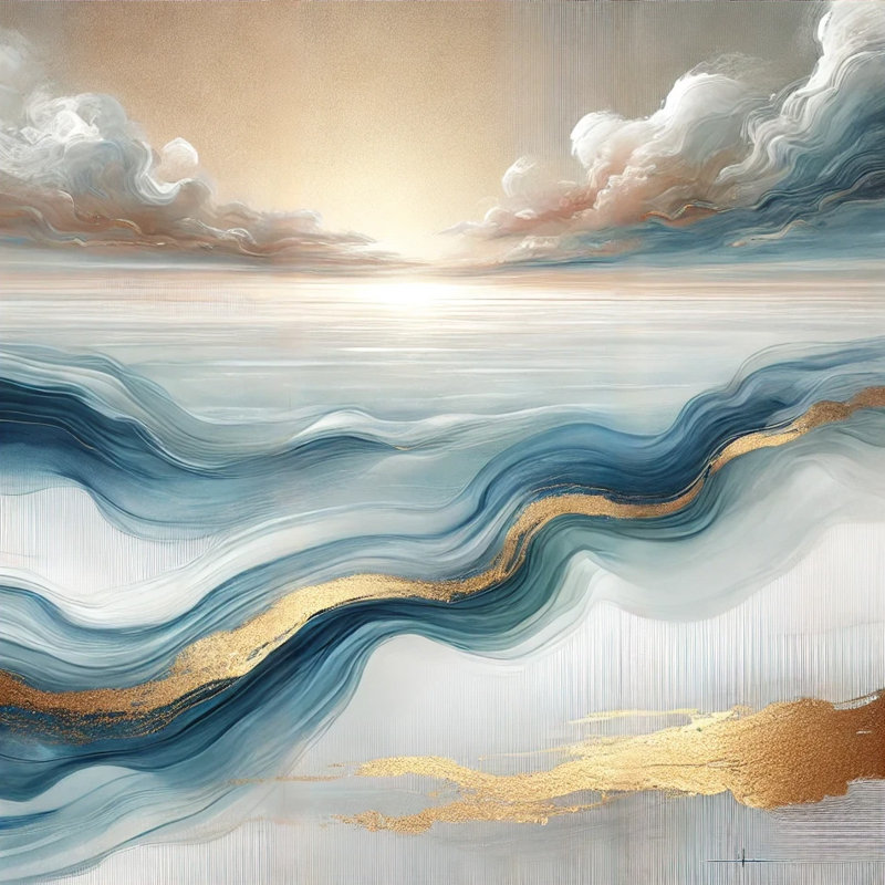 «Golden Ocean Drift», art marin abstrait sur toile, H 40 po x l 40 po x P 1,5 po