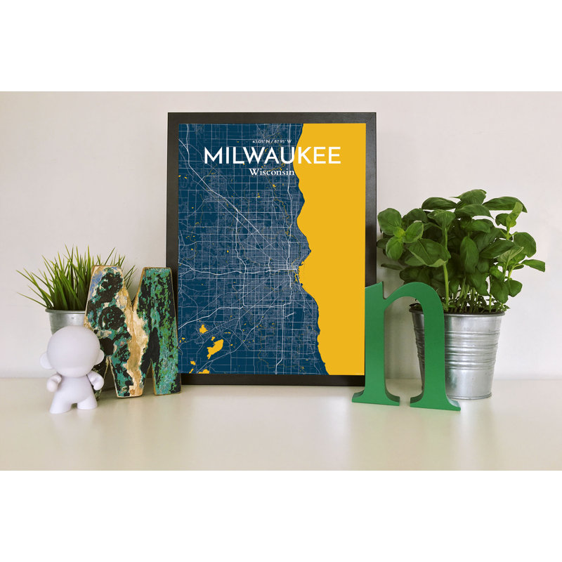 Milwaukee City Map - No Frame Print, 43.2cm H x 27.9cm W x 0.13cm D