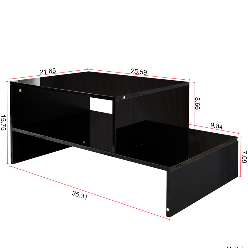 Table basse avec forme architecturale unique, noir, Noir