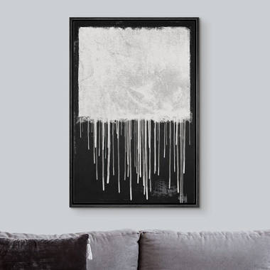 Black And White Abstract Painting Gray Artwork Canvas Art Modern Paint