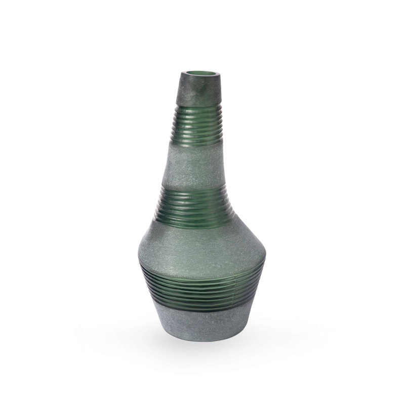 Amahle Handmade Handblown Glass Table Vase, Fern Green, 21" H x 11" W x 11" D
