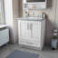Armoire de salle de bain en bois massif prêt à assembler avec comptoir Shaker - comptoir non inclus-123061508