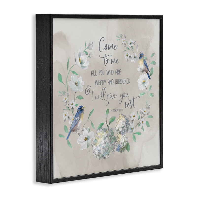 Proverbe réconfortant et couronne giclée, design par Nan, Giclée encadrée noir minuit, H 12 po x l 12 po