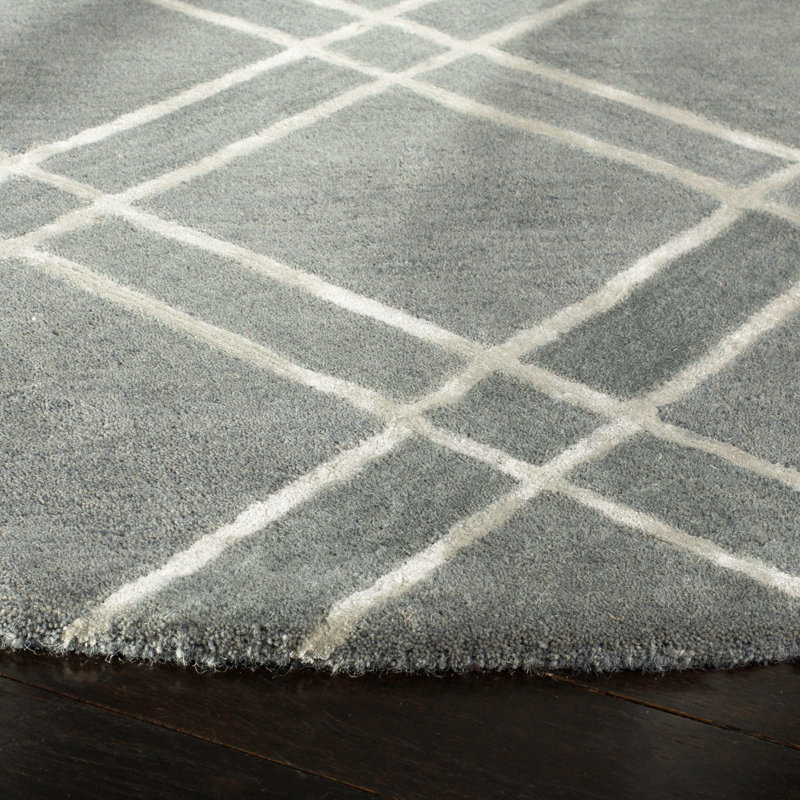 Tapis gris foncé en laine touffeté à la main Milroy, Rectangle de 2 pi x 3 pi