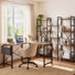 Reversible L-Shaped Desk with Triple Wide Bookcase, Industrial Home Office Furniture Set