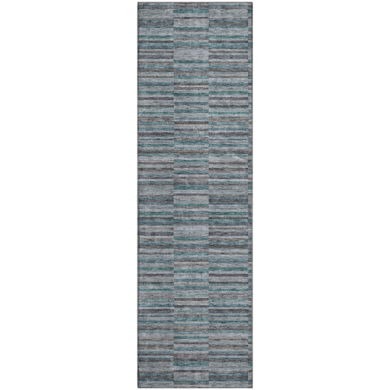 Premium Machine Washable Prisco Teal Rug, Runner 2'3" x 7'6"