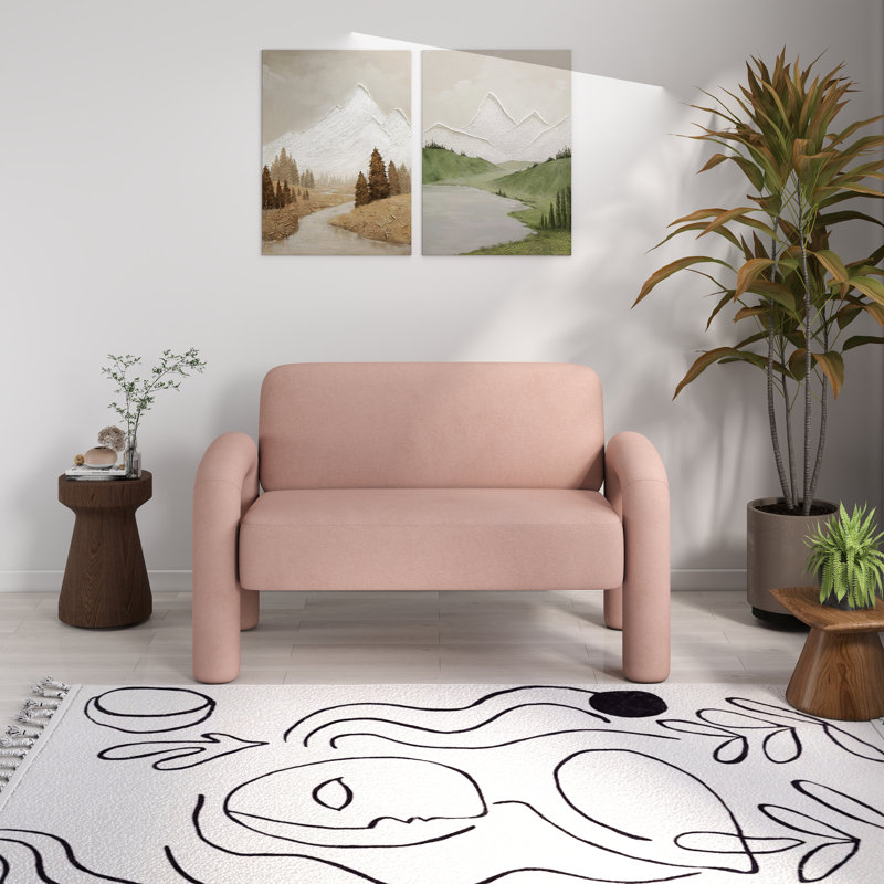 Causeuse en velours 2 places Iryanna, Rose