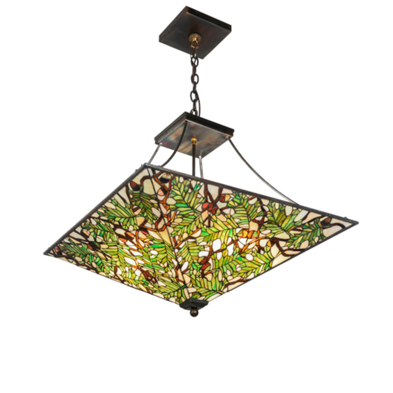 Luminaire suspendu en cuivre antique à 4 lumières Htle