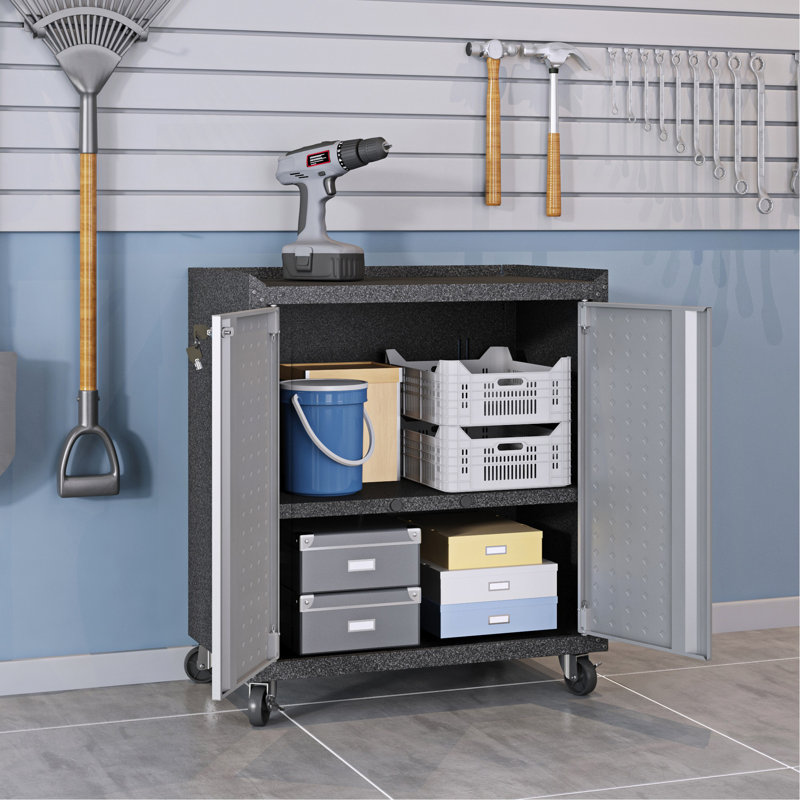 Rolling Garage Cabinet In Dark Gray, Dark Gray