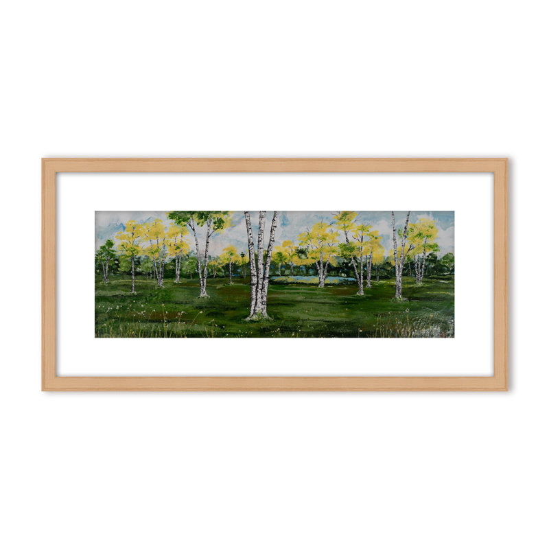 Nature Inspired "Summer Birchscape" Canvas Wall Art By , 12" H x 24" W, Framed Print, White