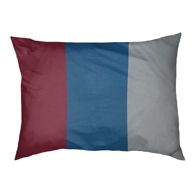 Coussin rectangulaire designer Kansas City, Grand (L 40 po x l 50 po), Bourgogne / bleu / argent
