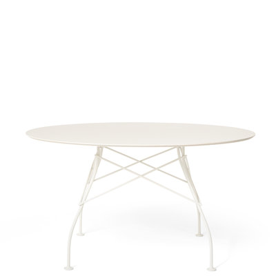 Glossy Round Metal Base Dining Table