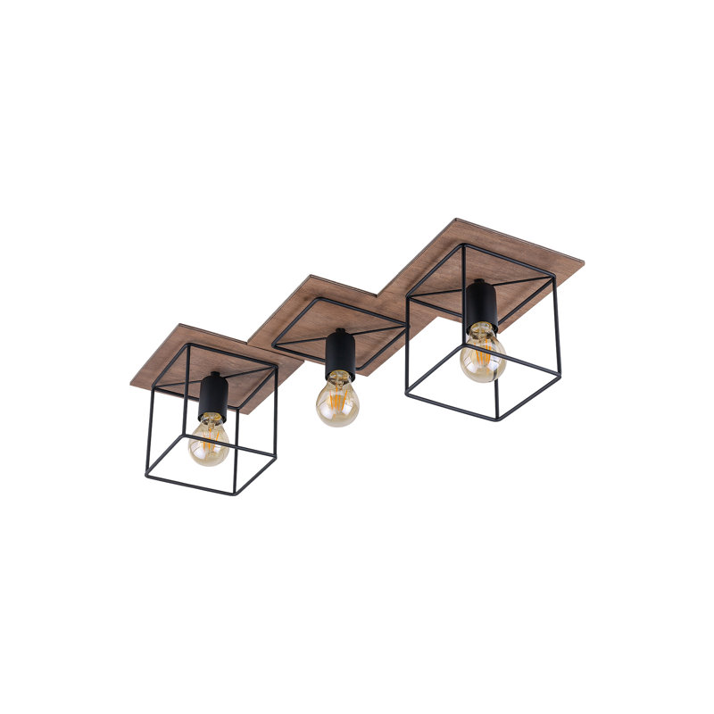 Braddy Semi Flush Mount, Brown, 20cm H x 67cm W x 22cm D, Black