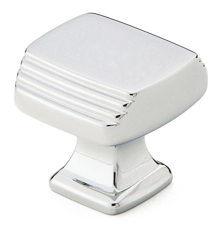 Art Deco Square Knob, Polished Chrome