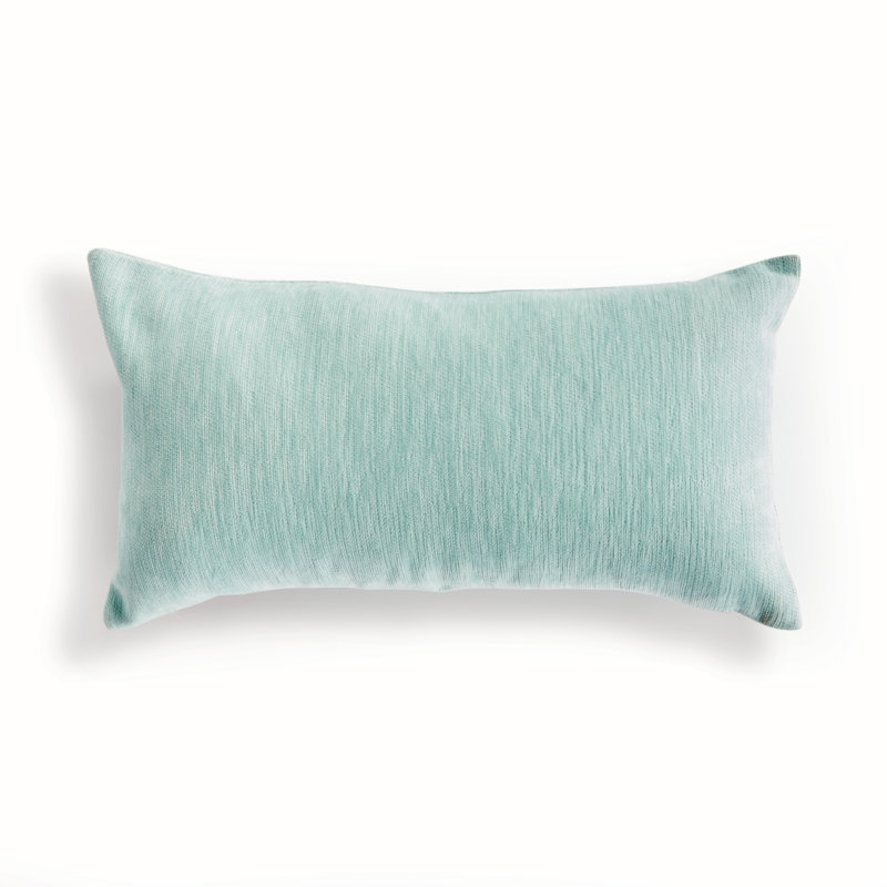 Suri Polyester Indoor/Outdoor Pillow Cover & Insert, 12"H x 22"W, Seafoam/White, Rectangular