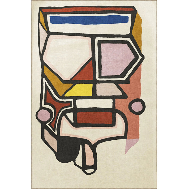 Multicolored Surrealist Design Figure Patterned Creative Modern Decorative Carpet, Rectangle 2'4" x 4'