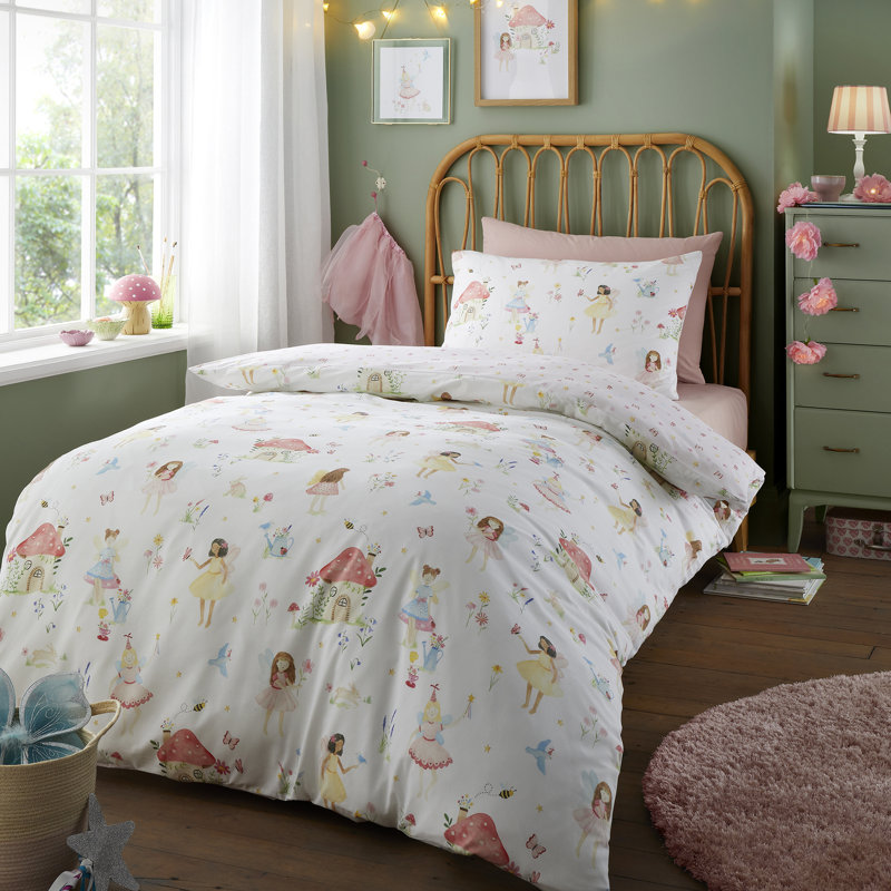 Summer Fairies Cotton Blend Abstract Duvet Cover Set, Single