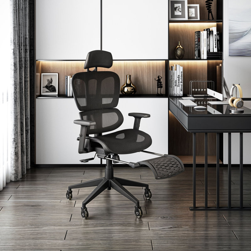Chaise de bureau inclinable ergonomique en maille avec support lombaire et repose-pieds Ultimate