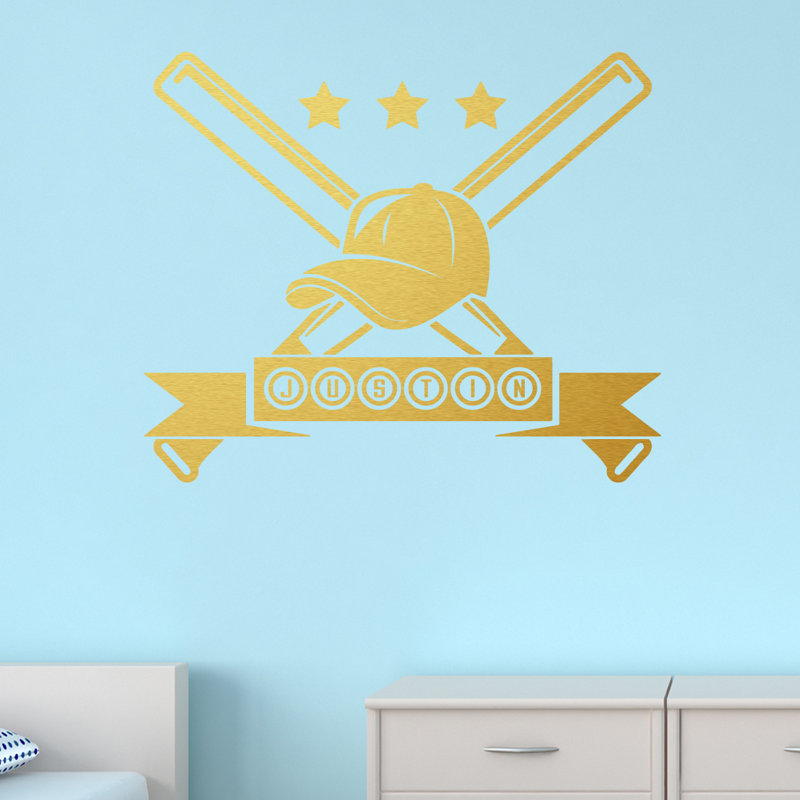 Décalcomanie murale baseball, Or, Oui
