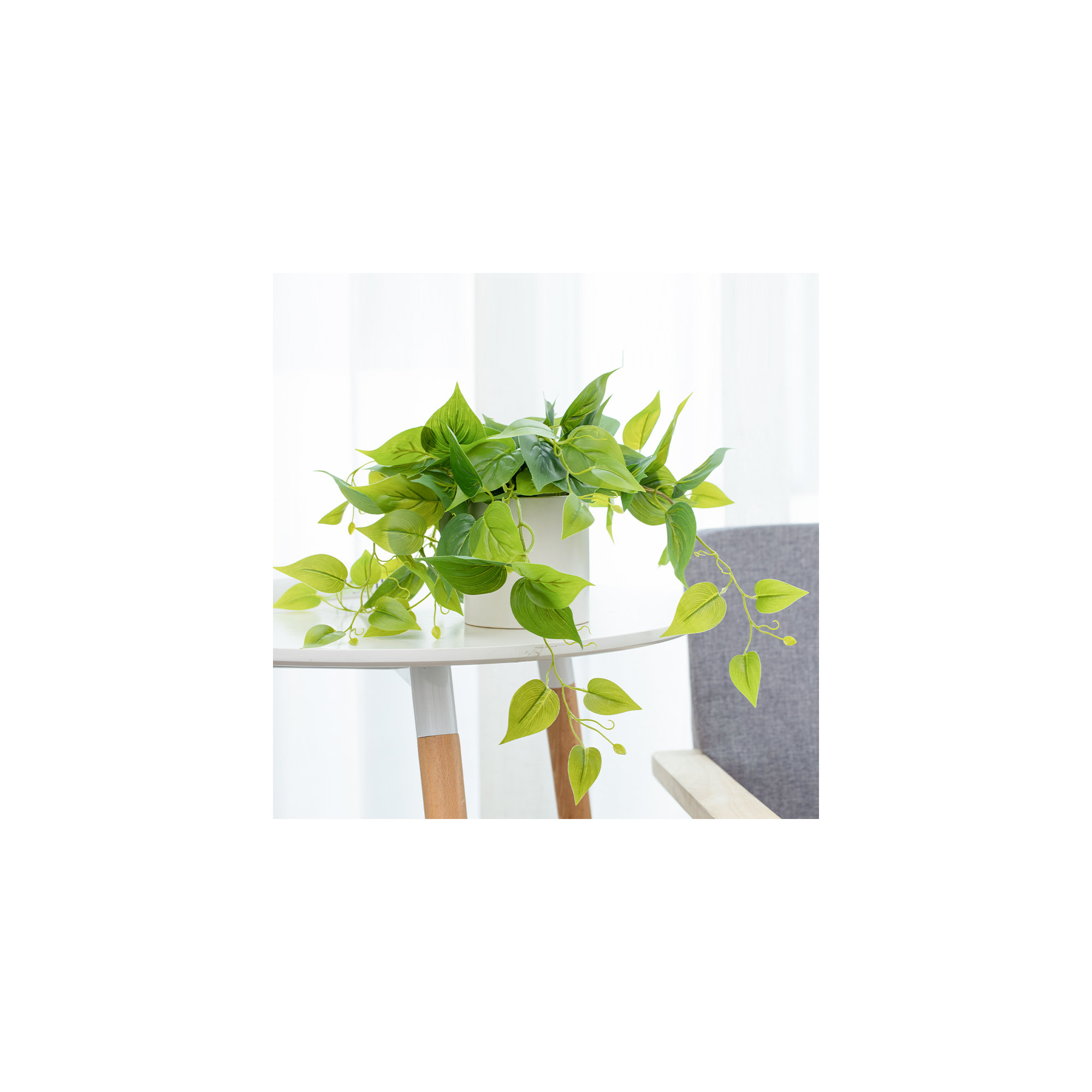 Faux Foliage Plant in Ceramic Pot, 1, White
