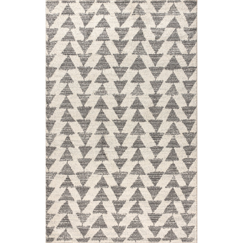 Taos Moroccan Triangle Geometric Cream/Gray Rug, Rectangle 3' x 5'
