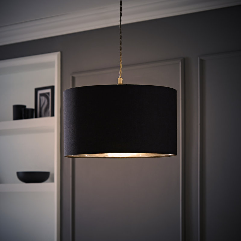 Takishia Linen Blend Lamp Shade in Black, 20cm H  x 35cm W  x 35cm D