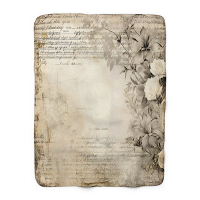 Tapisserie florale délavée - couverture en sherpa de qualité supérieure 1 pièce - reproduction d'art luxueuse